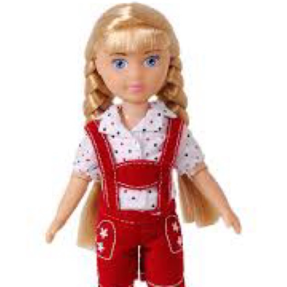 Madame Alexander Travel Play Germany Blonde Braid Doll in Red and White Outfit